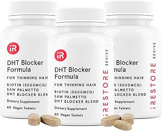 iRESTORE 3-in-1 Hair Growth Supplement with Biotin, DHT Blocker, Saw Palmetto, and Other Extracts (60 count) – 3 Pack