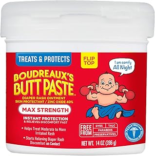 Boudreaux's Butt Paste Maximum Strength Diaper Rash Cream, Ointment for Baby, 14 oz Flip-Top Jar