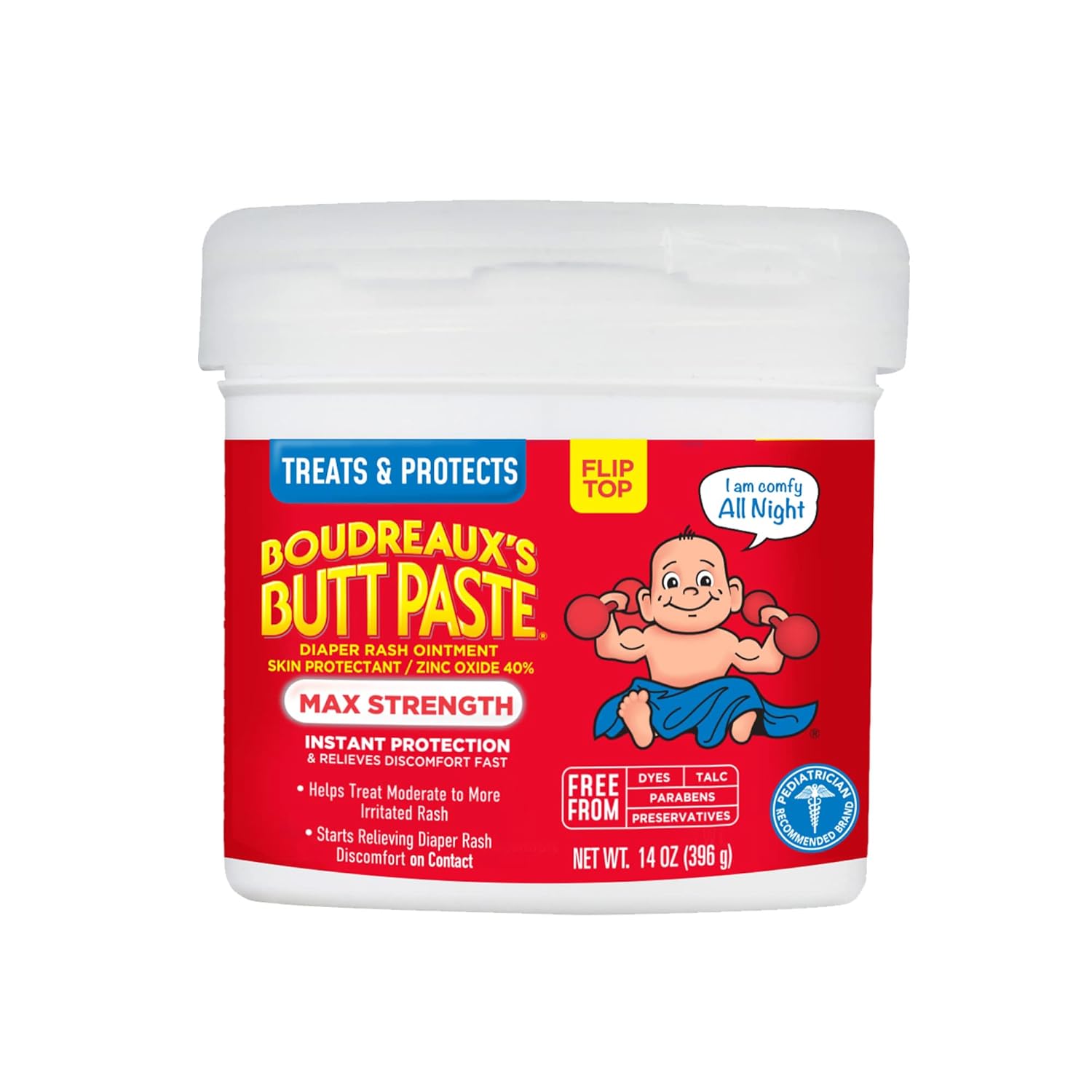 Boudreaux's Butt Paste Maximum Strength Diaper Rash Cream, Ointment for Baby, 14 oz Flip-Top Jar-0