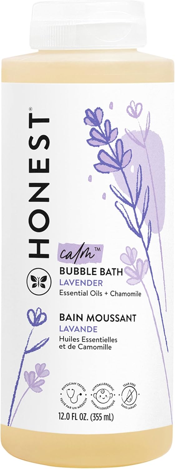 The Honest Company Foaming Bubble Bath | Gentle for Baby | Naturally Derived, Tear-free, Hypoallergenic | Lavender Calm, 12 fl oz-0