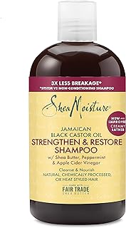 SheaMoisture Strengthen and Restore Shampoo 100% Pure Jamaican Black Castor Oil for Damaged Hair To Cleanse and Nourish Hair 13 oz