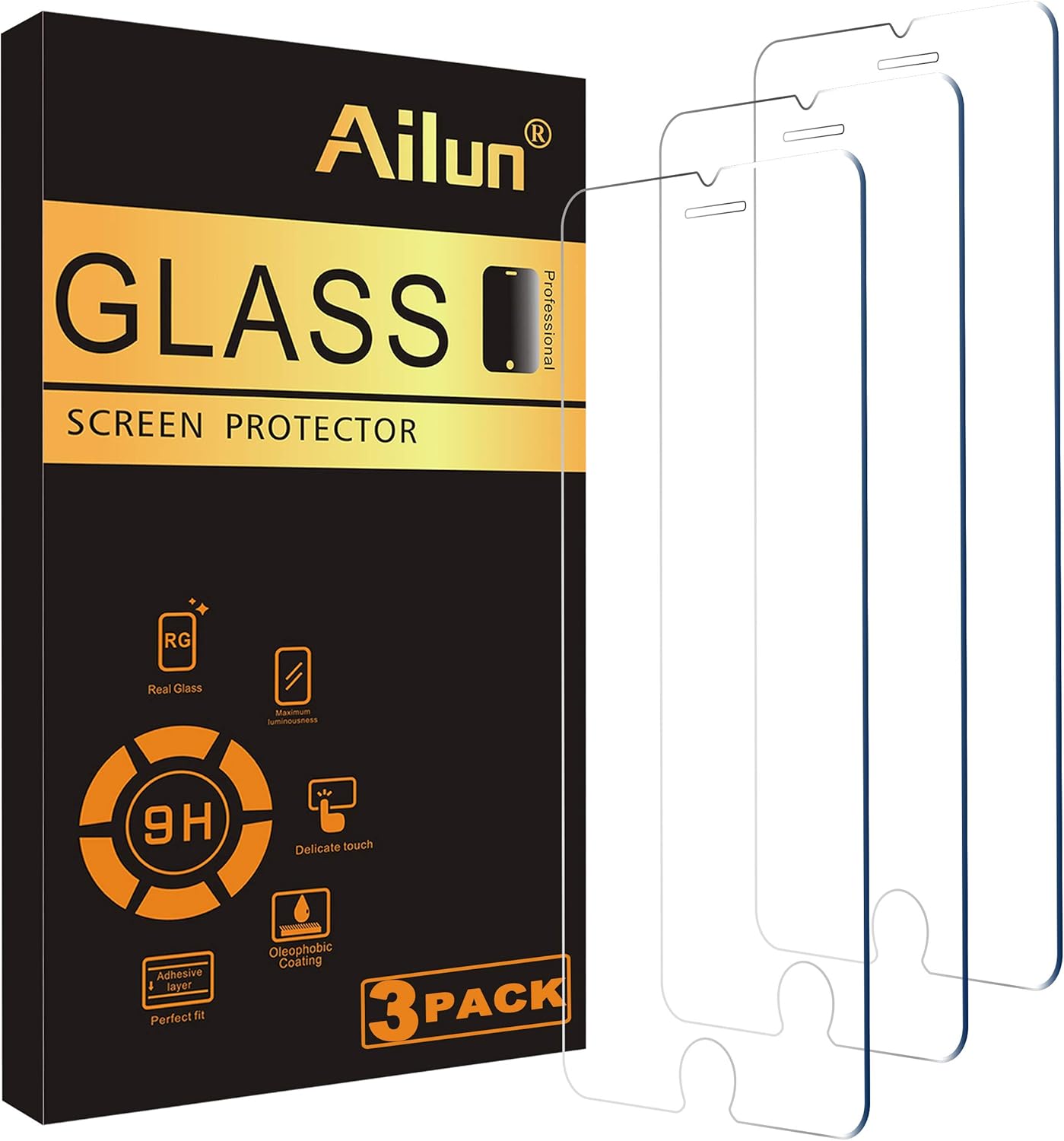 Ailun Screen Protector for iPhone SE 2020 2nd/2022 3rd Generation, iPhone 8,7,6s,6, 4.7-Inch Tempered Glass 0.25mm Case Friendly 3 Pack Clear-0