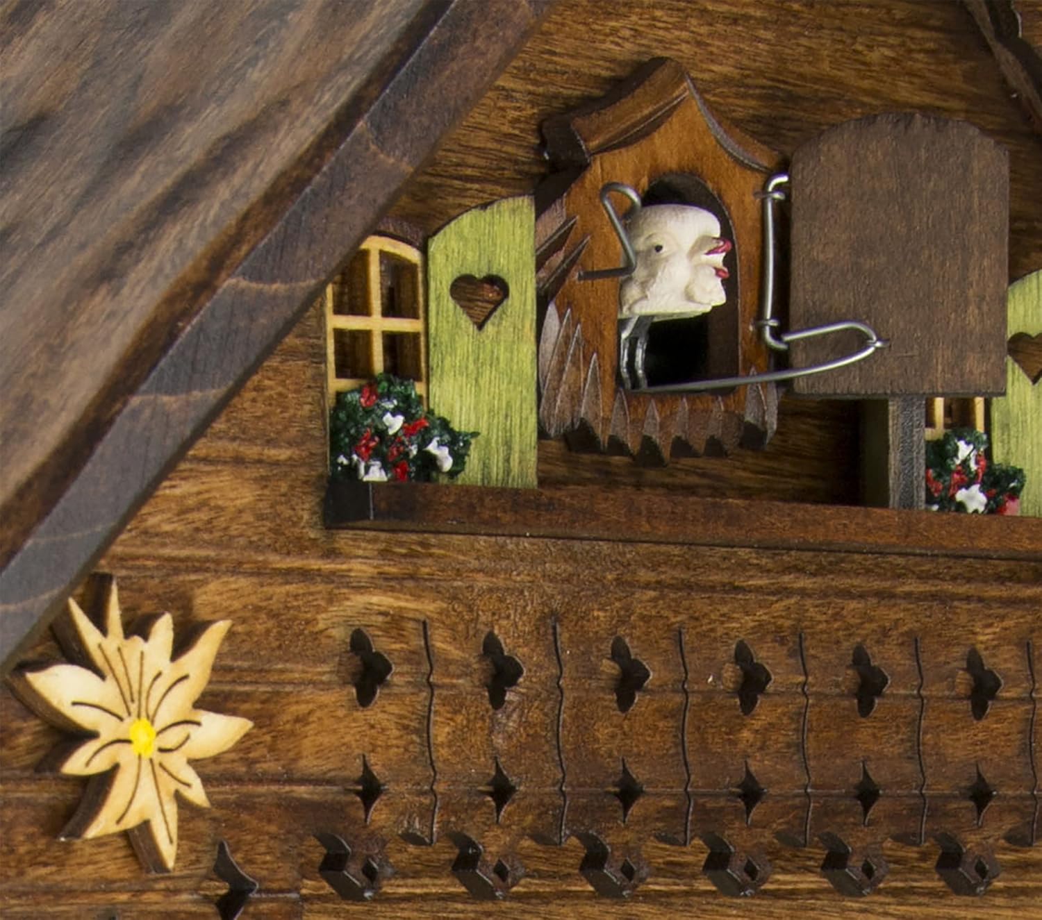 Cuckoo-Palace German Cuckoo Clock - Summer Meadow Chalet with 8-Day-Movement - 13 1/3 inches Height - Black Forest Clock-5