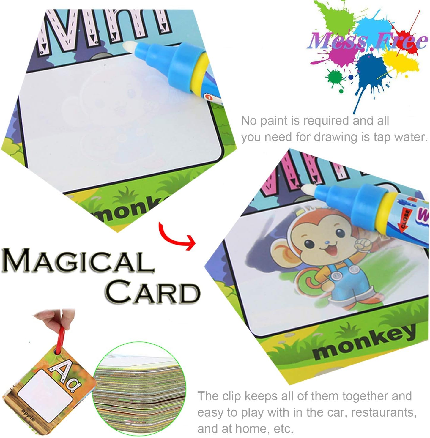 Coolplay A-Z 26 Alphabet Water Cards, Children Drawing Card for Kids Educational Toys for Travel-3