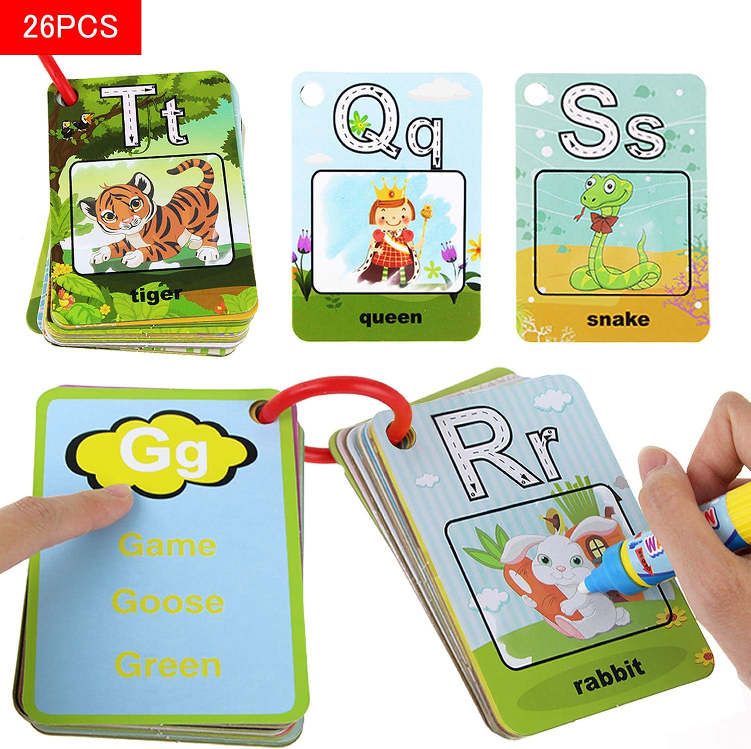 Coolplay A-Z 26 Alphabet Water Cards, Children Drawing Card for Kids Educational Toys for Travel-6