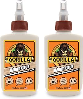 Gorilla Wood Glue; 4 Ounce Bottle; Natural Wood Color; (Pack of 2)