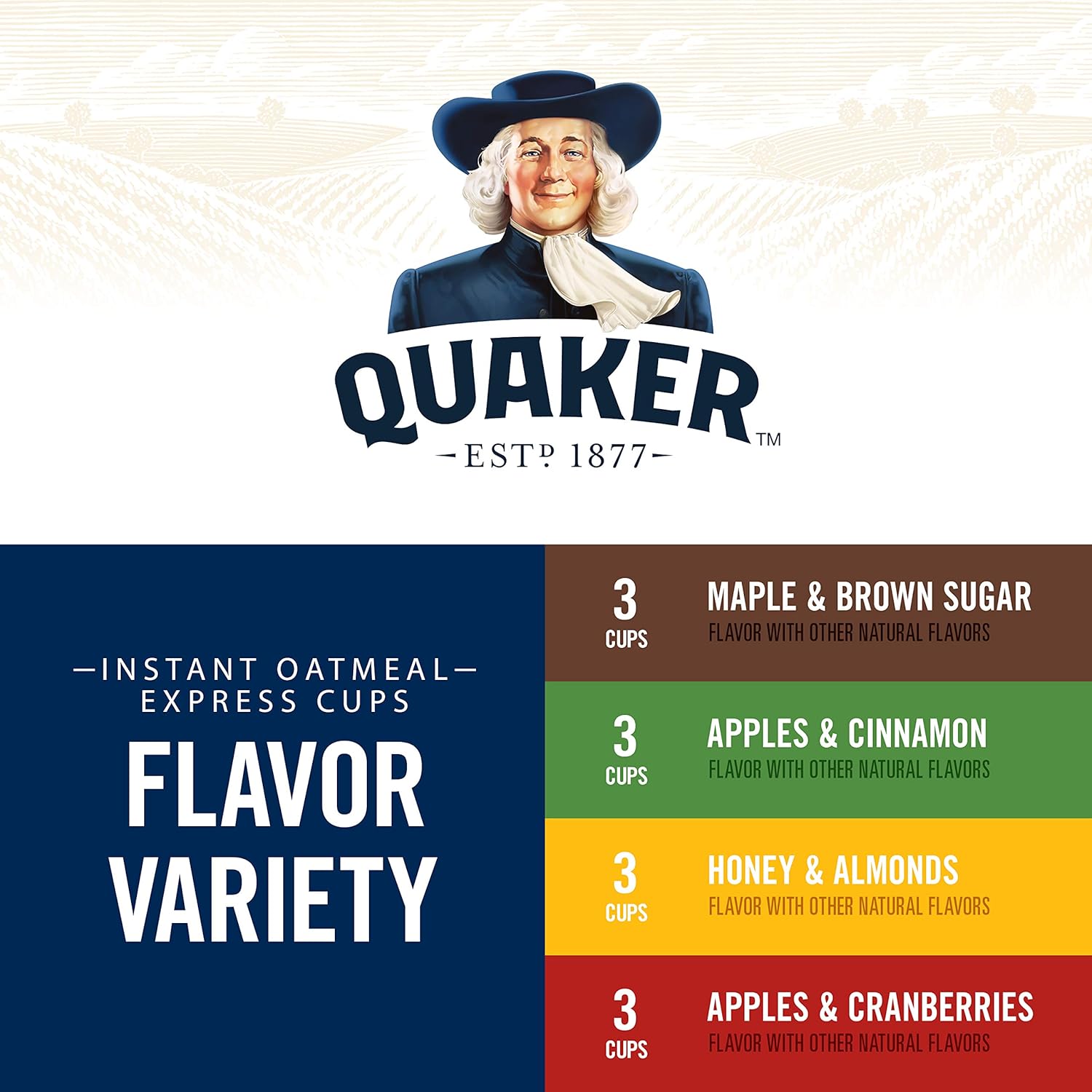 Quaker Instant Oatmeal Express Cups, 4 Flavor Variety Pack, 1.76 Ounce (Pack of 12)-2