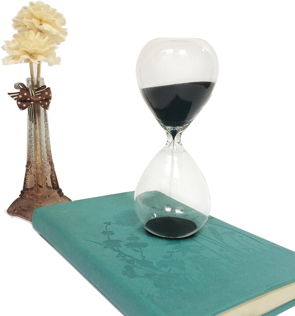 Hourglass, HoveBeaty Hand-Blown Sand Timer Set for Time Management 15 Minutes Durable Glass Construction (15 min, Black)-1