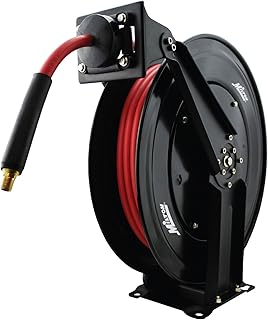 Milton 2760-50D - Steel Dual Arm Auto-Retractable Air Hose Reel, 3/8" x 50 ft. Rubber Hose - 300 Max PSI , Black