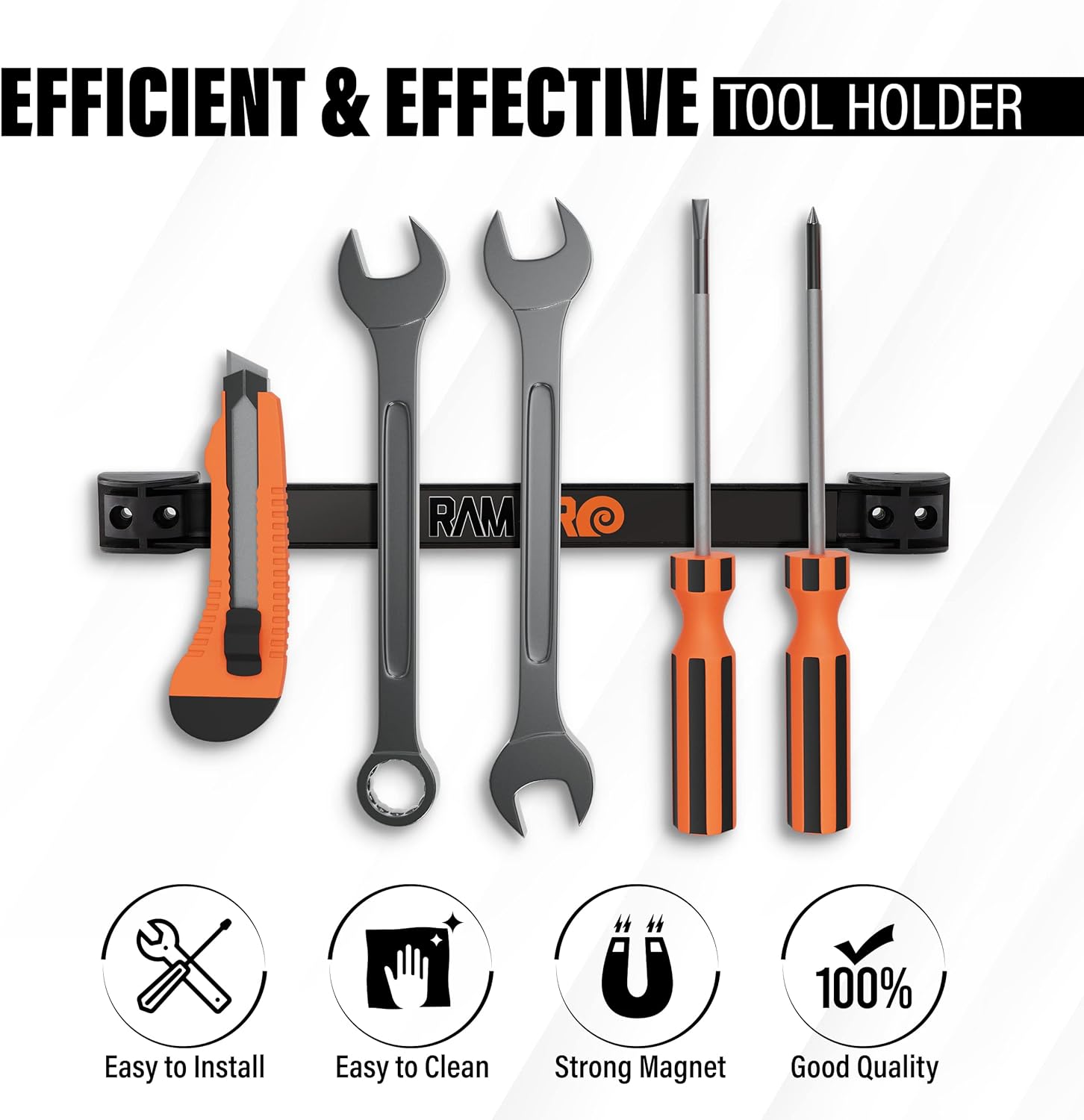 12" Magnetic Tool Holder Strip - A Tool Magnet Bar for Garage Organization, Shop Organization, and Workbench Accessories, Best Father's Day Gift, Easy To Install in Workshop, Mounting Screws Included.-4