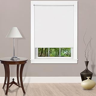 Cordless Tear Down Room Darkening Shade - 37 Inch Width, 72 Inch Length - White - Cord-Free Customizable Light Filtering Horizontal Mini Vinyl Windows Blinds for Interior by Achim Home Decor