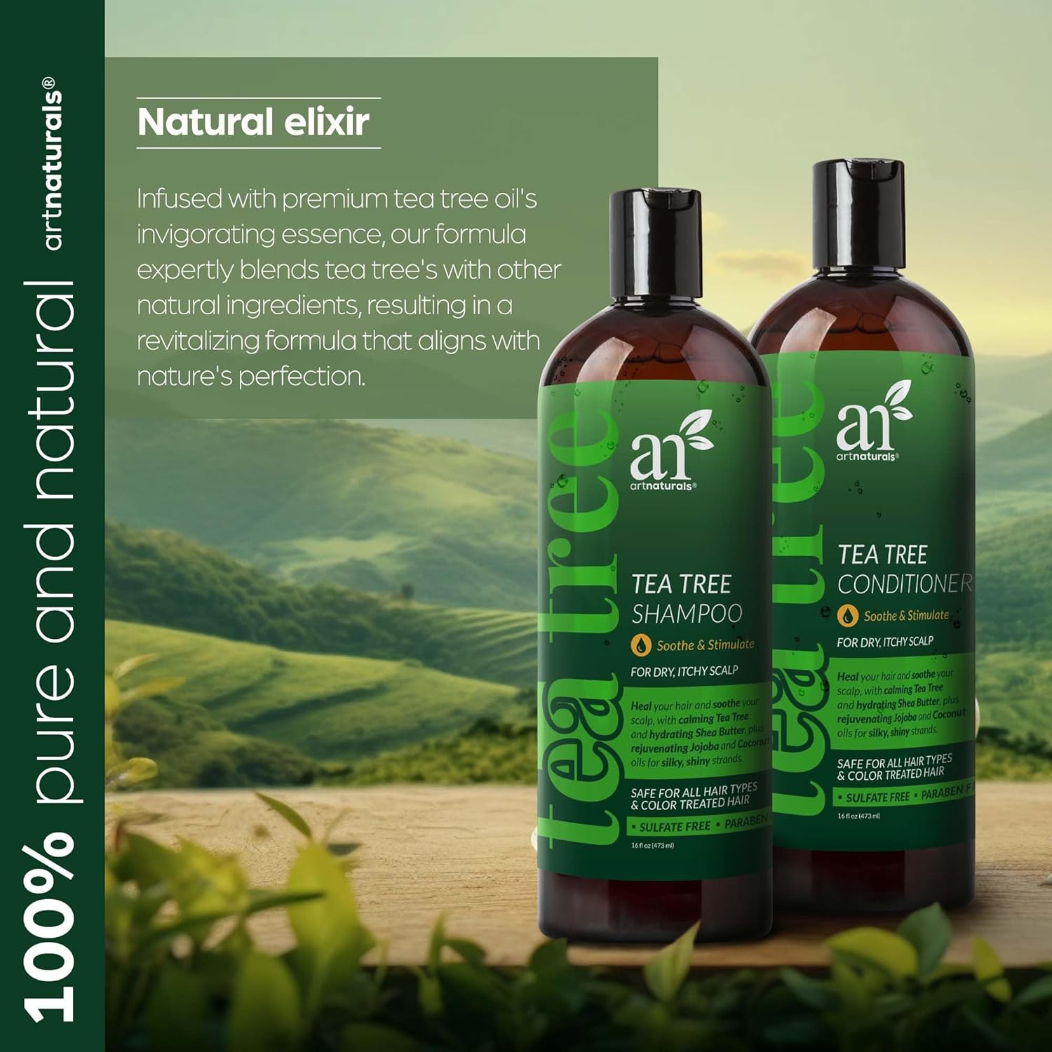 artnaturals Tea Tree Shampoo and Conditioner Set - (2 x 16 Fl Oz / 473ml) – Sulfate Free – Therapeutic Grade Tea Tree Essential Oil - Deep Cleansing for Dandruff, Lice, Dry Scalp and Itchy Hair-3