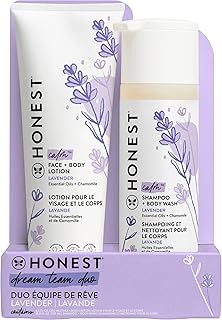 The Honest Company 2-in-1 Cleansing Shampoo + Body Wash and Face + Body Lotion Bundle | Gentle for Baby | Naturally Derived | Lavender Calm, 18.5 fl oz