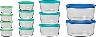 Anchor Hocking Glass Food Storage Container - Mixed Blue (Pack of 26) | SnugFit | Lids