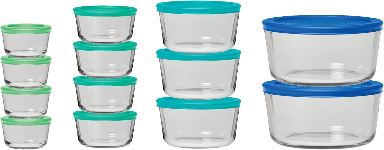 Anchor Hocking Glass Food Storage Container - Mixed Blue (Pack of 26) | SnugFit | Lids-0