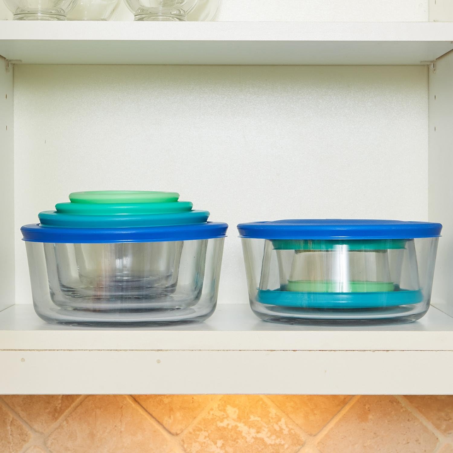 Anchor Hocking Glass Food Storage Container - Mixed Blue (Pack of 26) | SnugFit | Lids-1