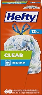 Hefty Clear Trash Bags, Clear, 13 Gallon, 60 Count