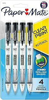 Paper Mate Clearpoint Mechanical Pencils 0.7mm, HB #2 Pencil Set, Art Supplies, Teacher Supplies, Sketching Pencils, Drafting Pencils, College School Supplies, Black Barrels, 4 Count