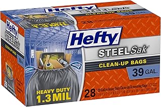 Hefty SteelSak Heavy Duty Large Clean-Up Trash Bags, 39 Gallon, 28 Count