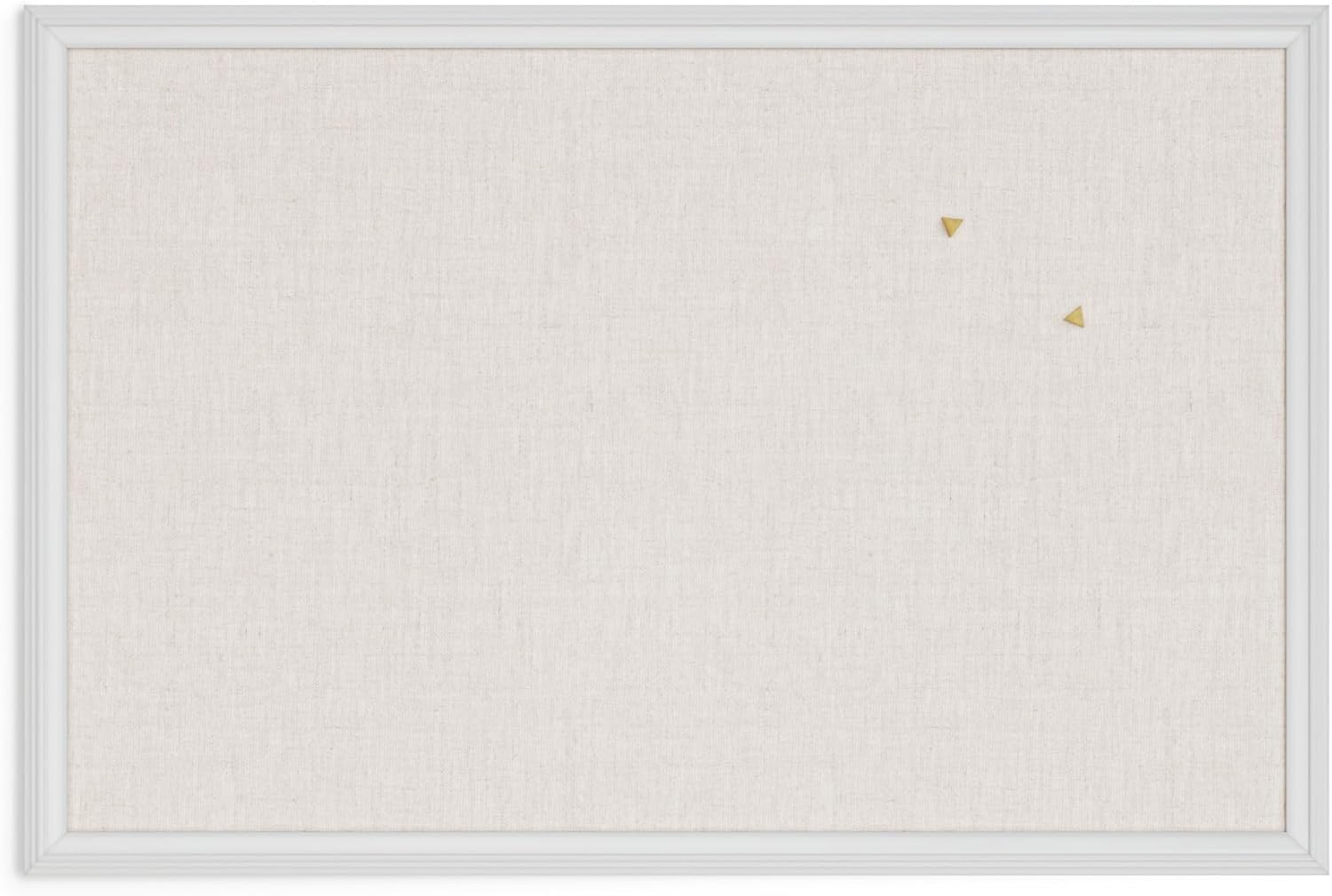 U Brands Farmhouse Linen Bulletin Board, 30"x20", White Wood Style Frame, Includes Push Pins-0