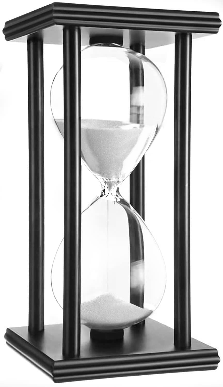 hourglas Sand Timer 30/60 Minutes Desktop Decorations Reloj de Arena ampulheta Sandglass(White Sand,8 * 4 * 4 inch,60min)-0