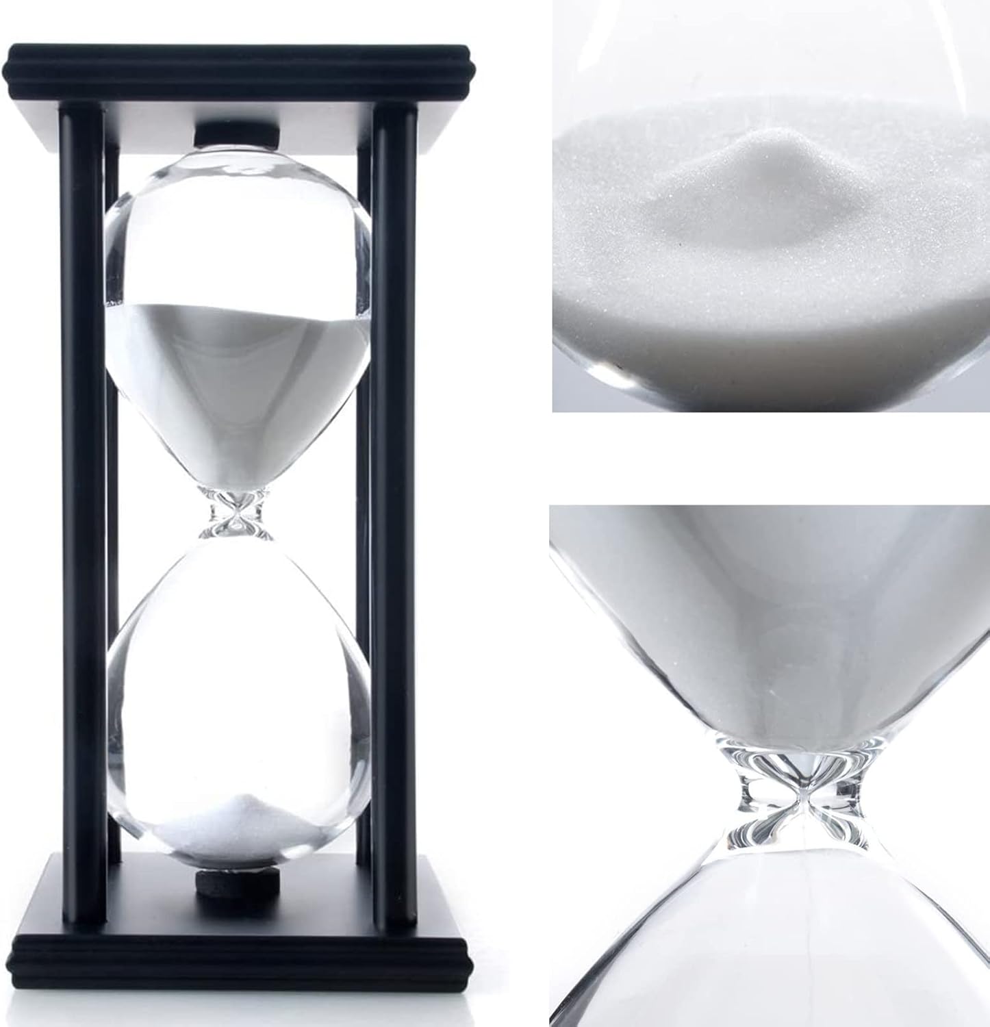 hourglas Sand Timer 30/60 Minutes Desktop Decorations Reloj de Arena ampulheta Sandglass(White Sand,8 * 4 * 4 inch,60min)-1