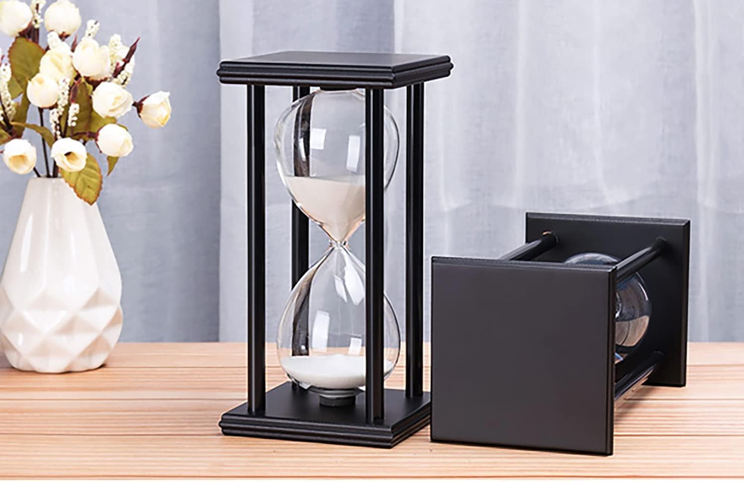 hourglas Sand Timer 30/60 Minutes Desktop Decorations Reloj de Arena ampulheta Sandglass(White Sand,8 * 4 * 4 inch,60min)-2