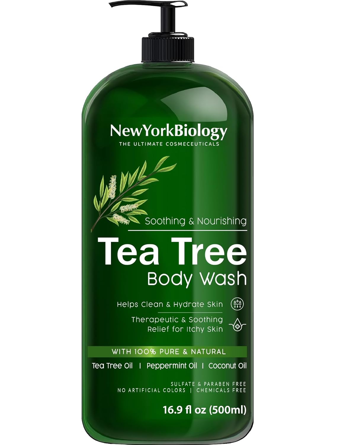 New York Biology Tea Tree Body Wash for Men and Women - Moisturizing Body Wash Helps Soothe Itchy Skin, Jock Itch, Athletes Foot, Nail Fungus, Eczema, Body Odor and Ringworm - 16.9 Fl Oz-0