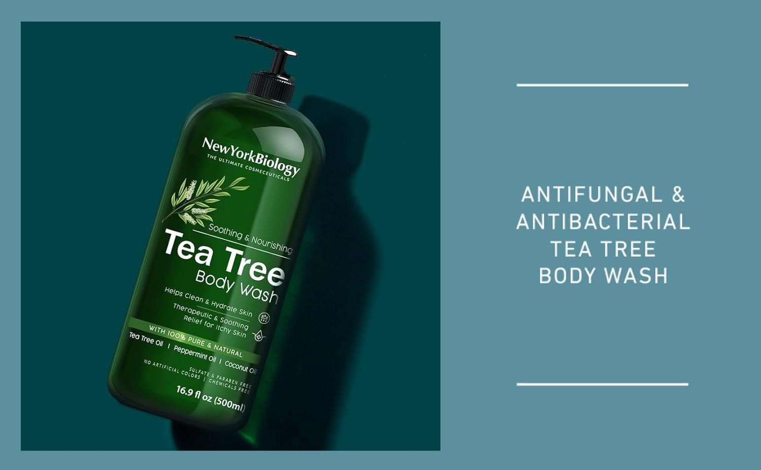 New York Biology Tea Tree Body Wash for Men and Women - Moisturizing Body Wash Helps Soothe Itchy Skin, Jock Itch, Athletes Foot, Nail Fungus, Eczema, Body Odor and Ringworm - 16.9 Fl Oz-3