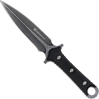 Smith & Wesson SWF606 8.6in High Carbon S.S. Full Tang Fixed Blade Knife with 4.4in Duel Edge Blade and TPE Handle for Outdoor, Tactical, Survival and EDC