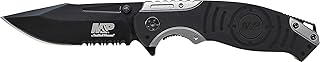 Smith & Wesson M&P SWMP13GS 8.2in High Carbon S.S. Folding Knife with 3.5in Serrated Clip Point Blade and Aluminum Handle for Outdoor, Tactical, Survival and EDC,Black