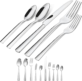 45-Piece Silverware Flatware Cutlery Set Service for 8, Durable 18/0 Stainless Steel Tableware in Ergonomic Design Size and Weight, Dishwasher Safe