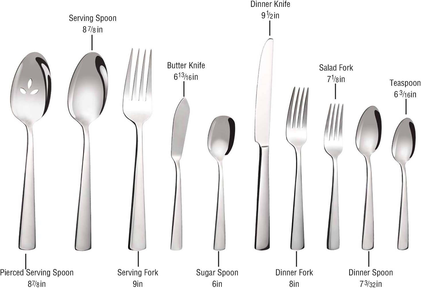 45-Piece Silverware Flatware Cutlery Set Service for 8, Durable 18/0 Stainless Steel Tableware in Ergonomic Design Size and Weight, Dishwasher Safe-5