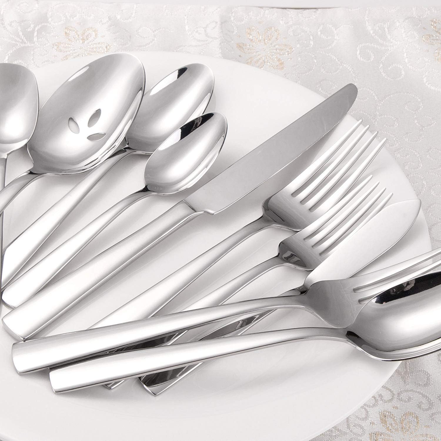 45-Piece Silverware Flatware Cutlery Set Service for 8, Durable 18/0 Stainless Steel Tableware in Ergonomic Design Size and Weight, Dishwasher Safe-6