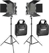 NEEWER 2 Pack Bi Color 660 LED Video Light and Stand Kit: (2) 3200-5600K CRI 96+ Dimmable Light with U Bracket and Barndoor, (2) 75 inches Light Stand for Studio Photography, Video Recording (Black)