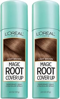 L'Oreal Paris Hair Color Root Cover Up Temporary Gray Concealer Spray Light Brown (Pack of 2) (Packaging May Vary)