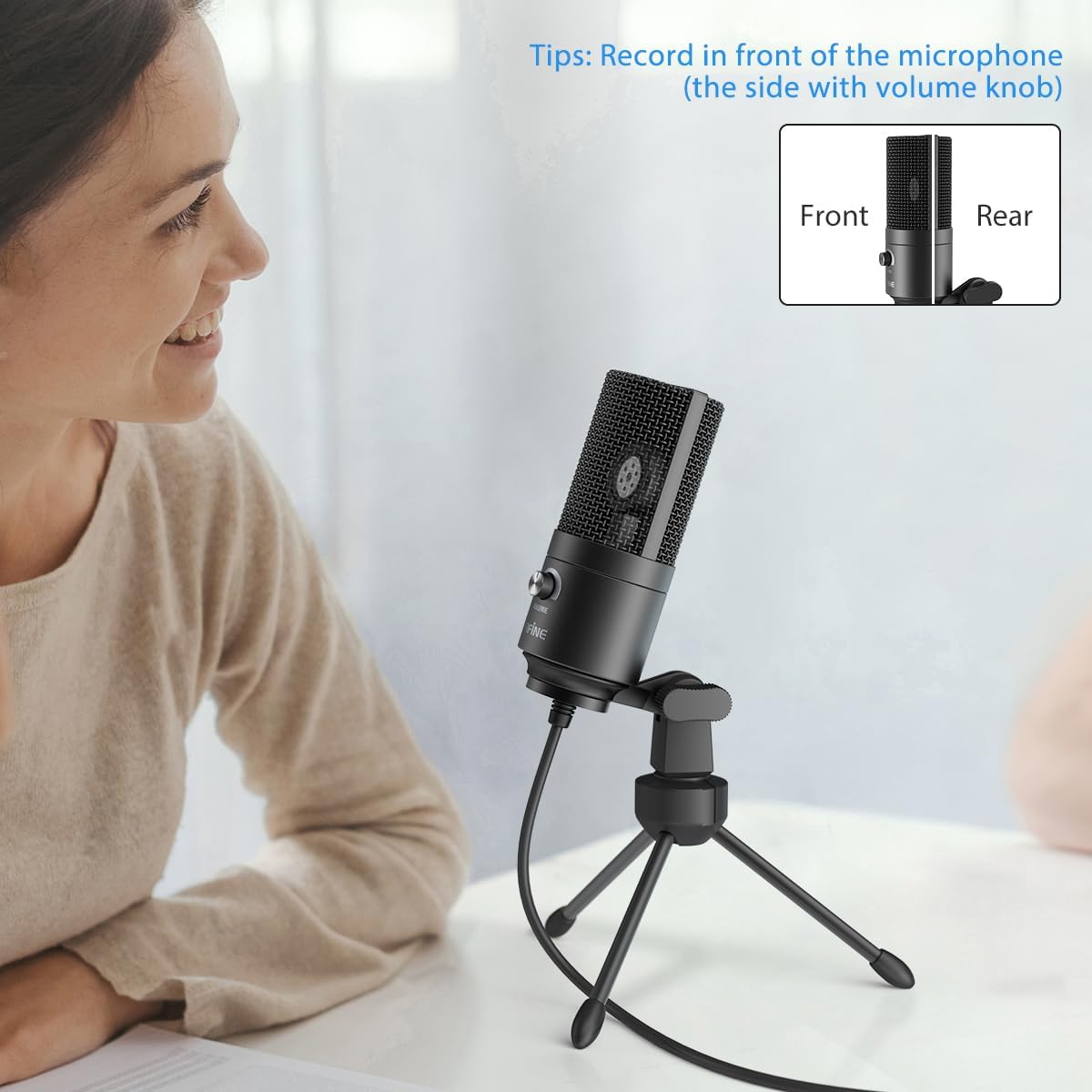 FIFINE USB Microphone, Metal Condenser Recording Microphone for Laptop MAC or Windows Cardioid Studio Recording Vocals, Voice Overs,Streaming Broadcast and YouTube Videos-K669B-2