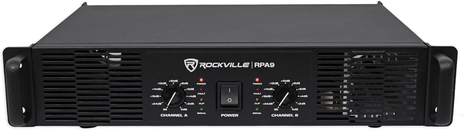 Rockville RPA9 3000W Peak / 800W RMS 2-Channel Power Amplifier, Rack Mountable - Perfect for Live Sound, Pro Audio, DJs-0