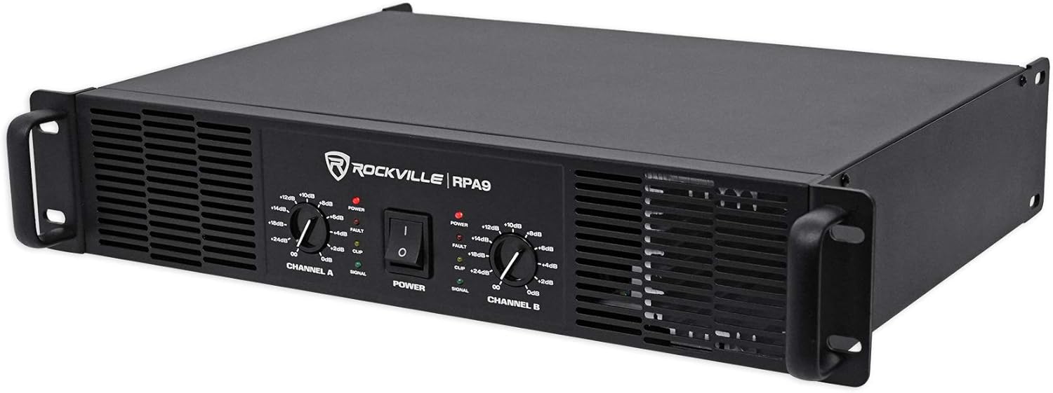 Rockville RPA9 3000W Peak / 800W RMS 2-Channel Power Amplifier, Rack Mountable - Perfect for Live Sound, Pro Audio, DJs-1