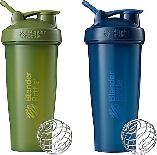 BlenderBottle Classic Shaker Bottle Perfect for Protein Shakes and Pre Workout, 28-Ounce (2 Pack), Moss/Moss and Navy/Navy