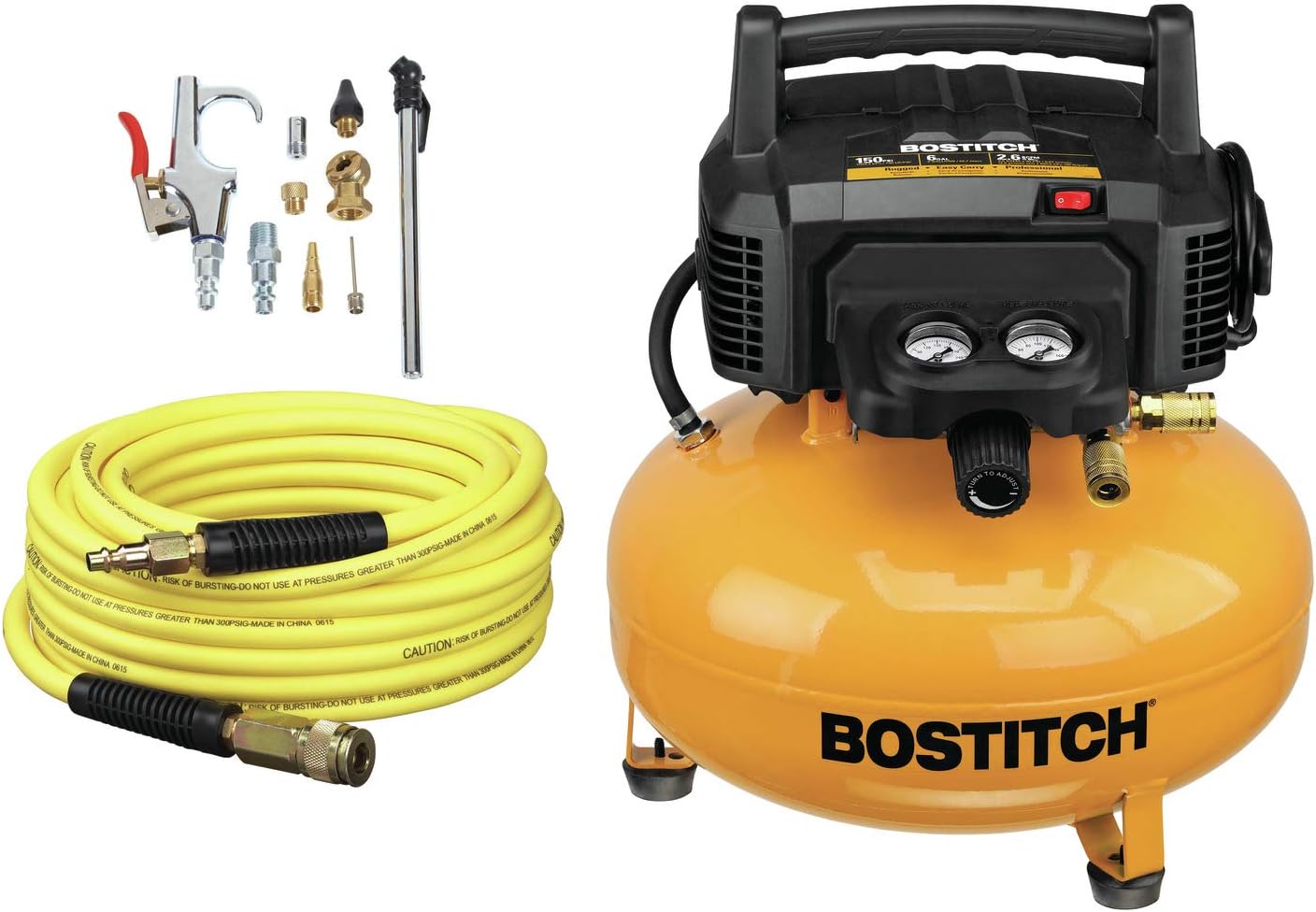 BOSTITCH Air Compressor Kit, Oil-Free, 6 Gallon, 150 PSI (BTFP02012-WPK)-0