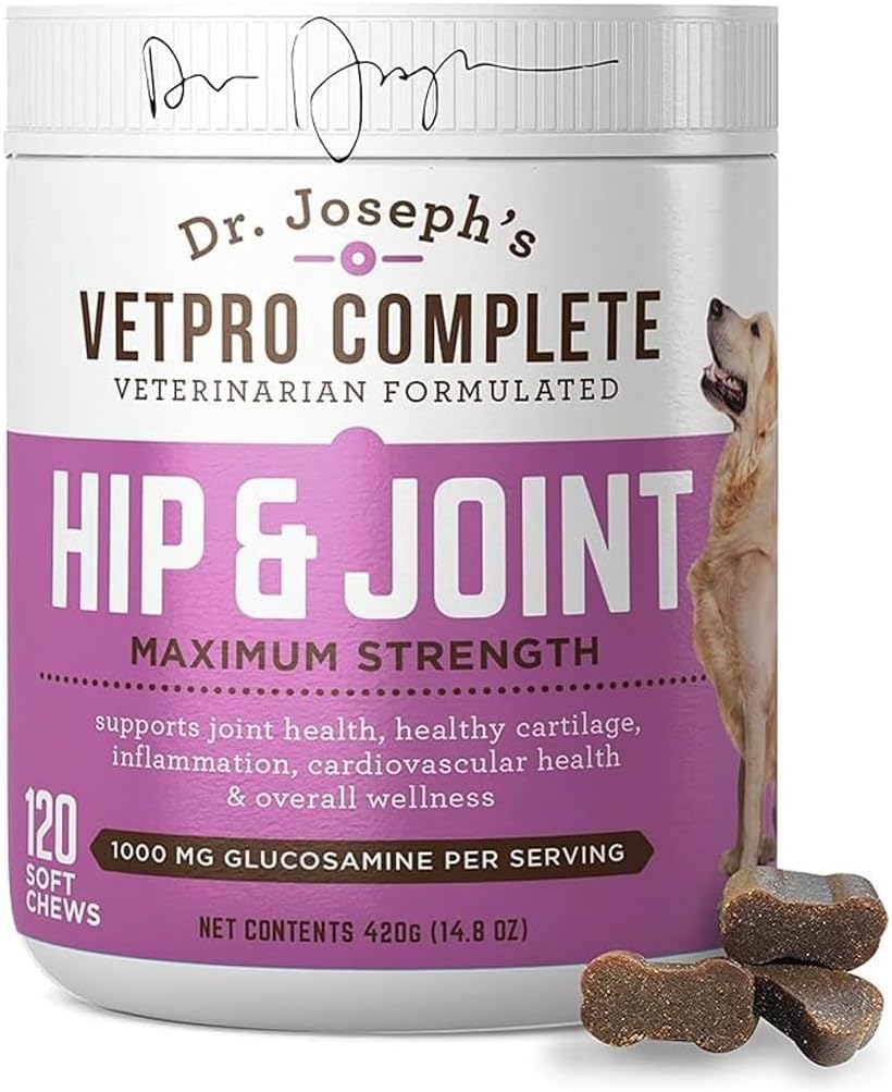 VetPro Dog Hip and Joint Supplement - Pain and Inflammation Relief Chews with Glucosamine, Chondroitin, MSM, Turmeric, Vitamin C, Omega 3 - Treats Hip Dysplasia, Arthritis - Dogs Chewable Supplements-0