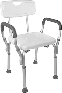 Vaunn Shower Chair Bath Seat with Padded Arms, Removable Back and Adjustable Legs for Bathtub Safety and Supports Weight up to 350 lbs