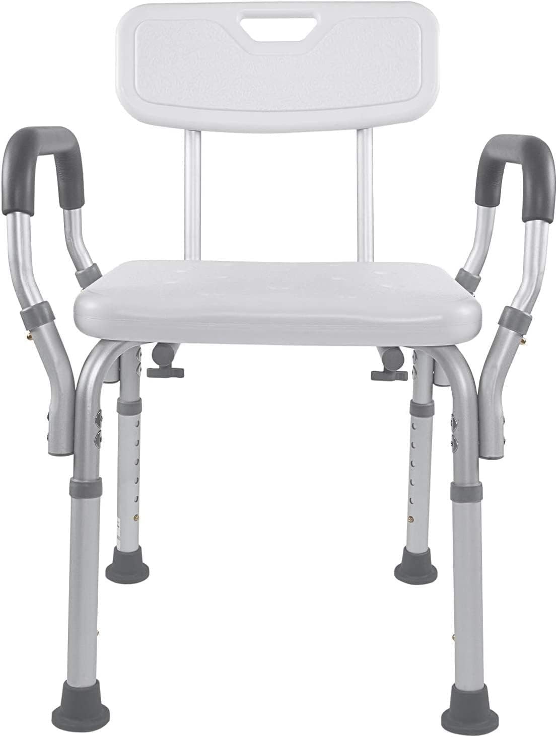 Vaunn Shower Chair Bath Seat with Padded Arms, Removable Back and Adjustable Legs for Bathtub Safety and Supports Weight up to 350 lbs-4