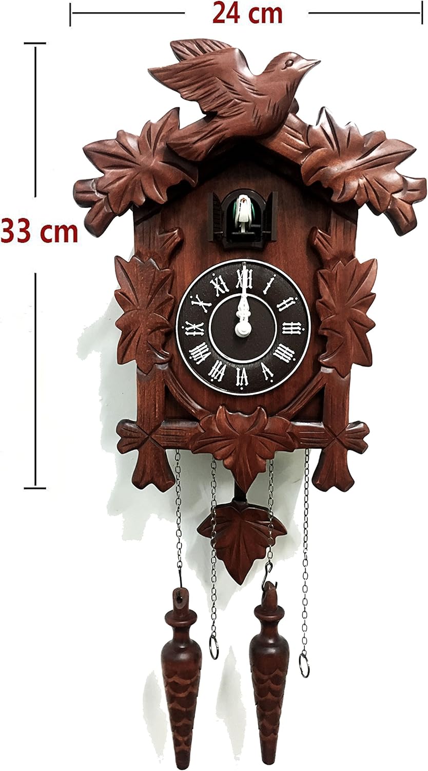 Rylai Cuckoo Clock Vintage Large Wooden Wall Clock Handcrafted 13x9.5 Inch Brown-1