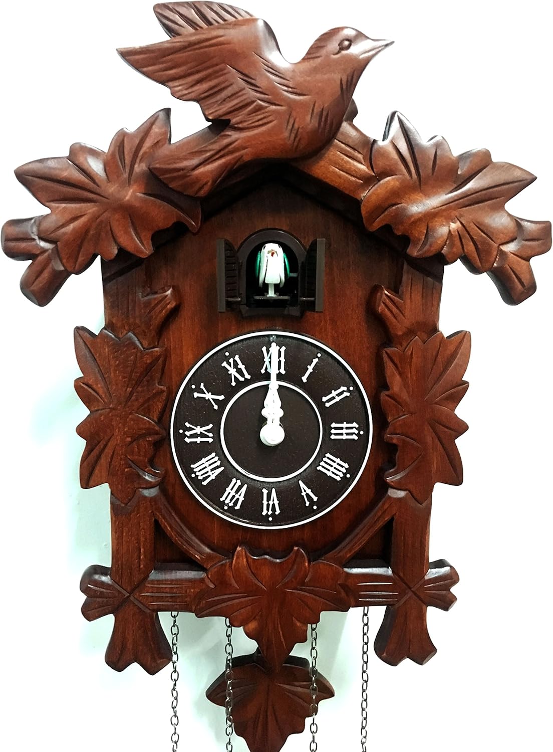 Rylai Cuckoo Clock Vintage Large Wooden Wall Clock Handcrafted 13x9.5 Inch Brown-3