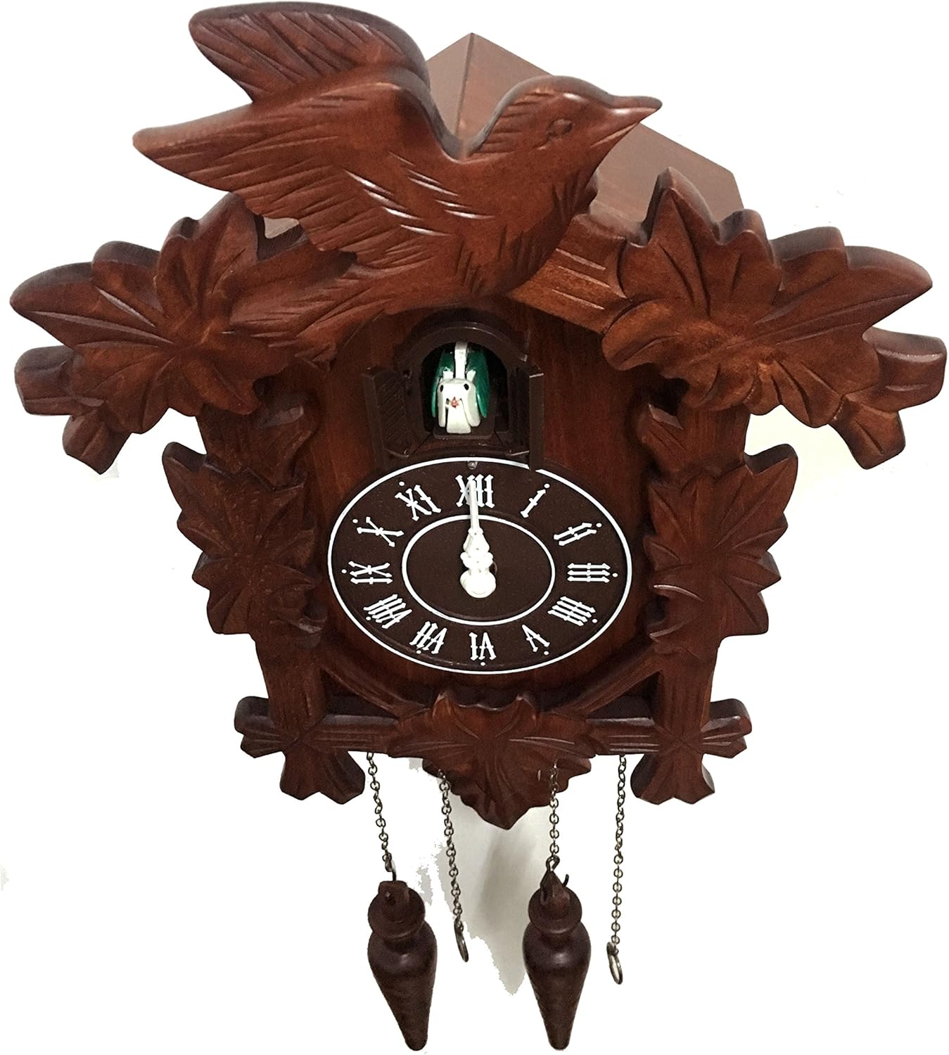 Rylai Cuckoo Clock Vintage Large Wooden Wall Clock Handcrafted 13x9.5 Inch Brown-6