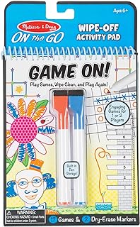 Melissa & Doug On the Go Game On! Reusable Games Wipe-Off Activity Pad Reusable Travel Toy with 2 Dry-Erase Markers - FSC Certified