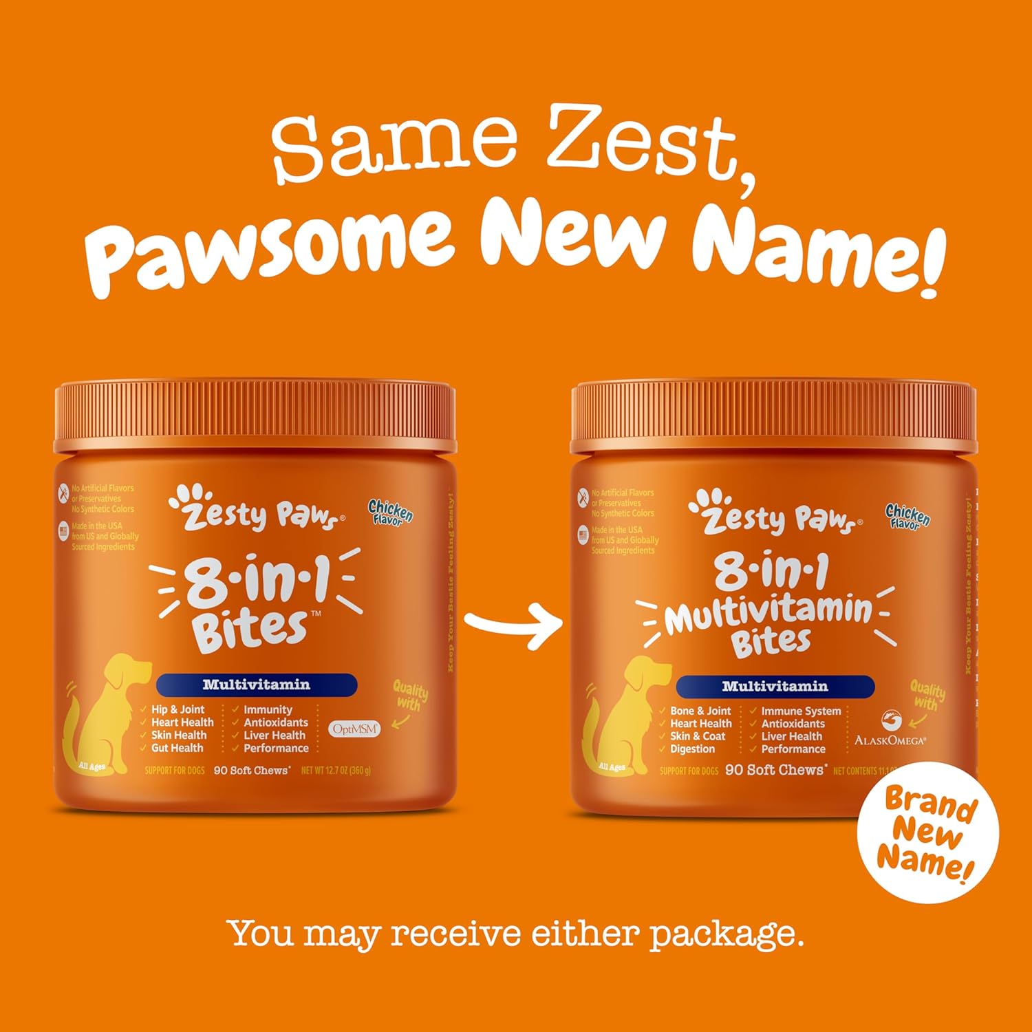 Zesty Paws Multivitamin Treats for Dogs - Glucosamine Chondroitin for Joint Support + Digestive Enzymes & Probiotics - Grain Free Dog Vitamin for Skin & Coat + Immune Health - Chicken Flavor - 90ct-5