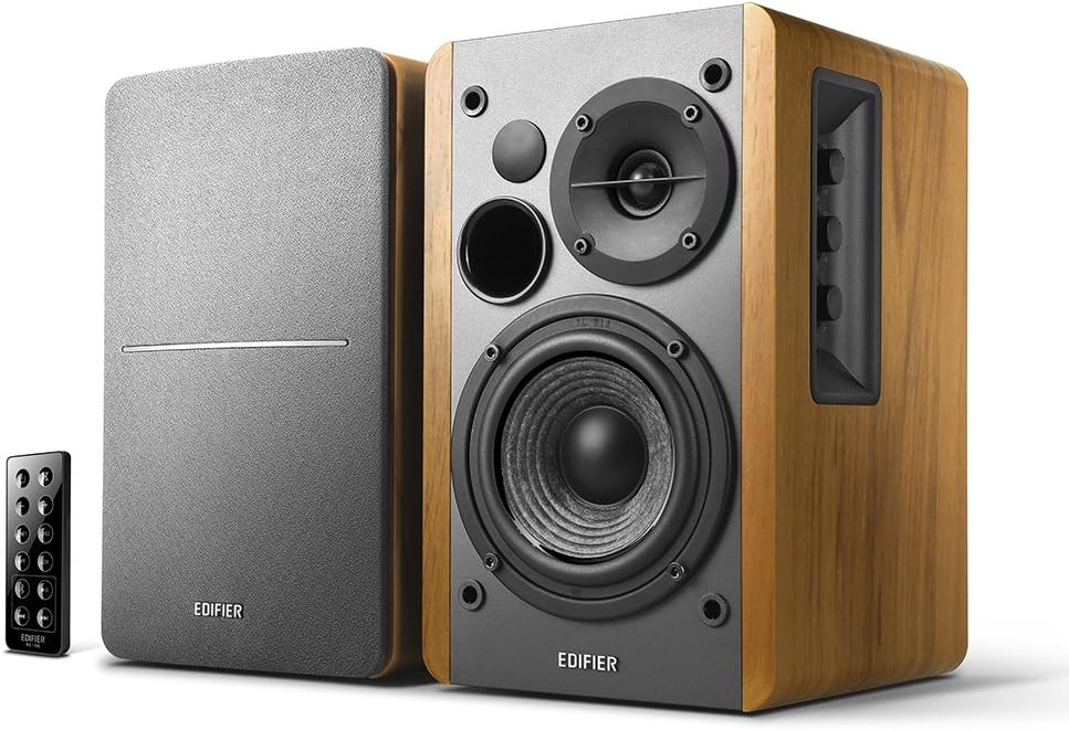 Edifier R1280DB Powered Bluetooth Bookshelf Speakers - Optical Input - Wireless Studio Monitors - 4 Inch Near Field Speaker - 42w RMS - Wood Grain-3